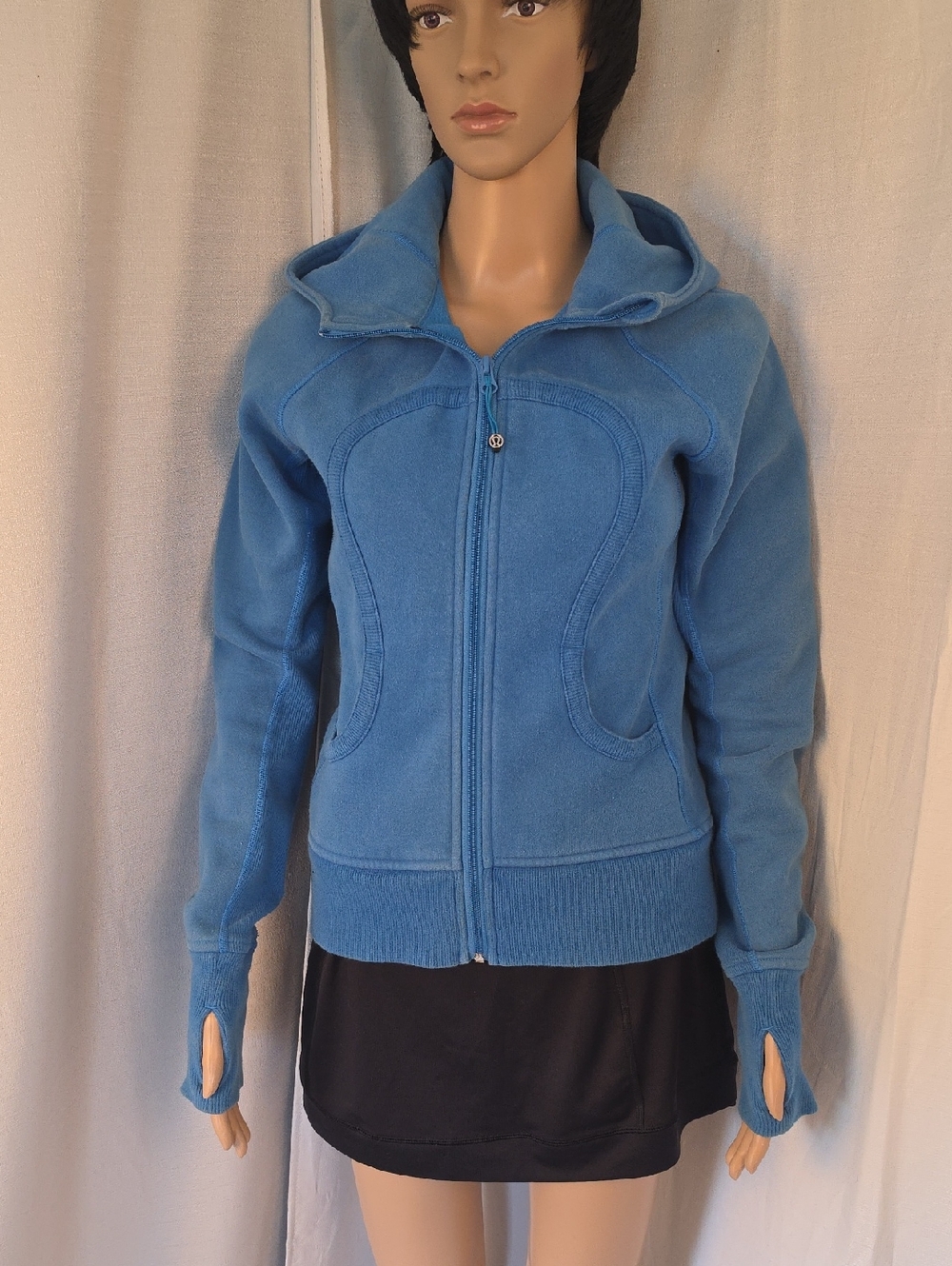 Vintage Lululemon Athletica Blue Hoodie 70% Cotton Jacket with Thumbholes Size 8
